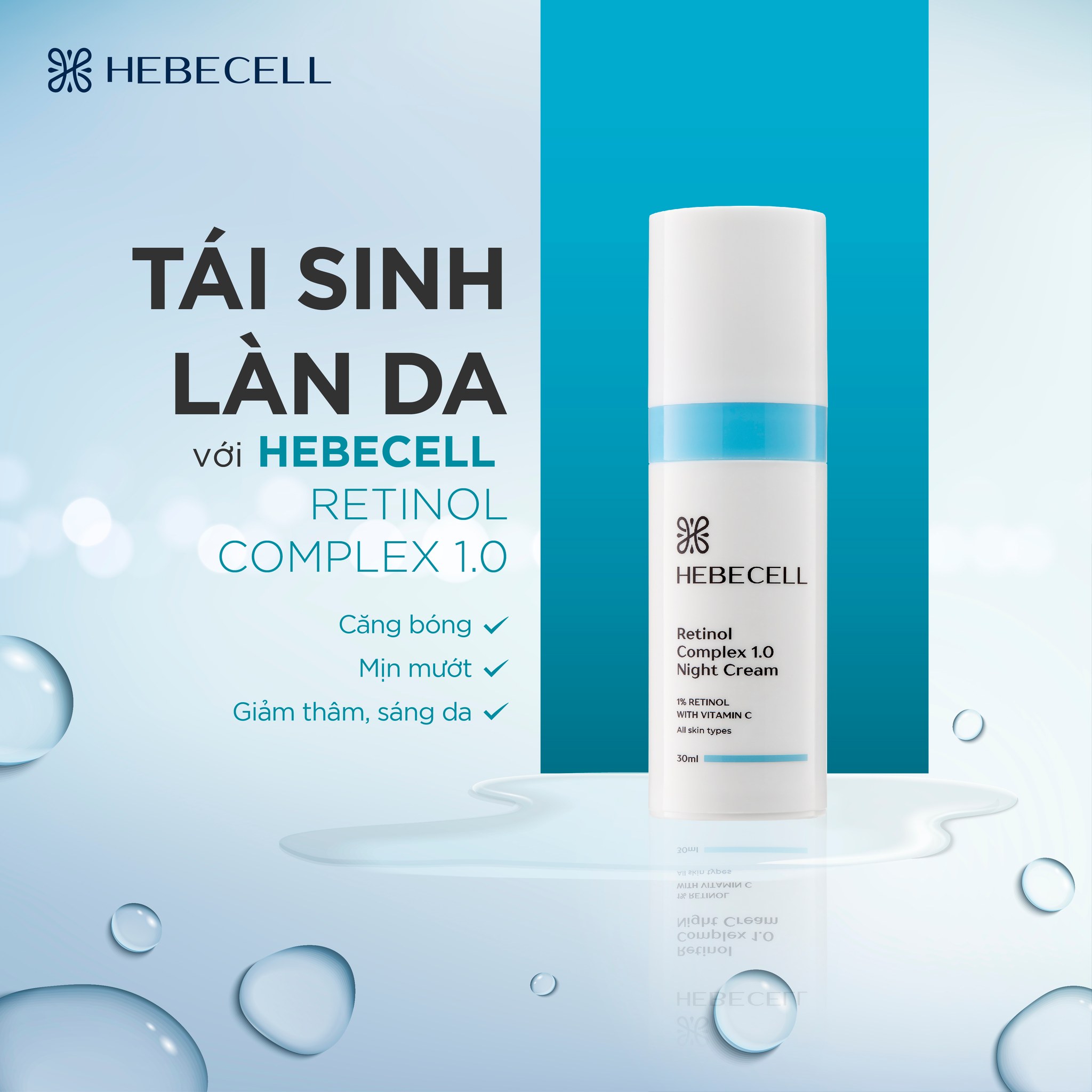 Tái sinh làn da với Hebecell Retinol Complex 1.0 Night Cream